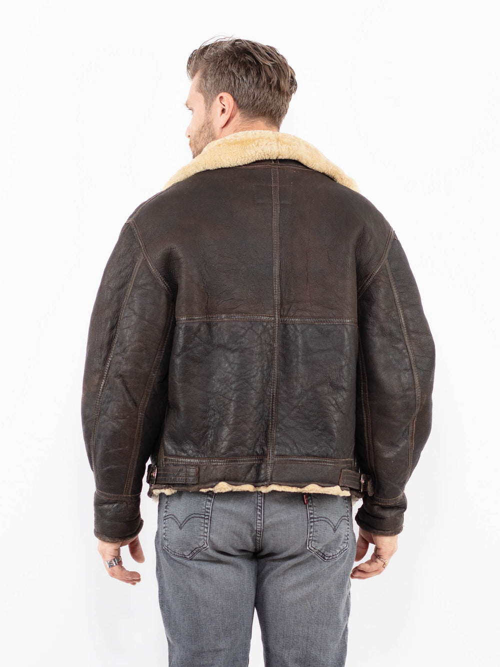 Vintage 70's Men Sheepskin Jacket in BrownZ1907