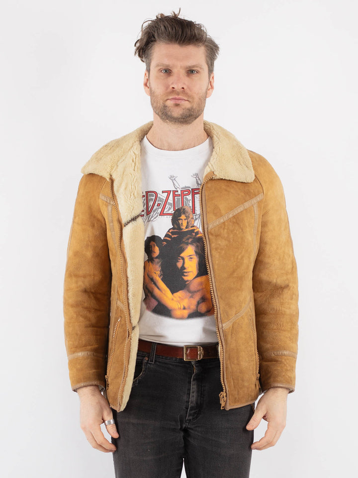 Vintage 70's Men Sheepskin Jacket in BrownZ778