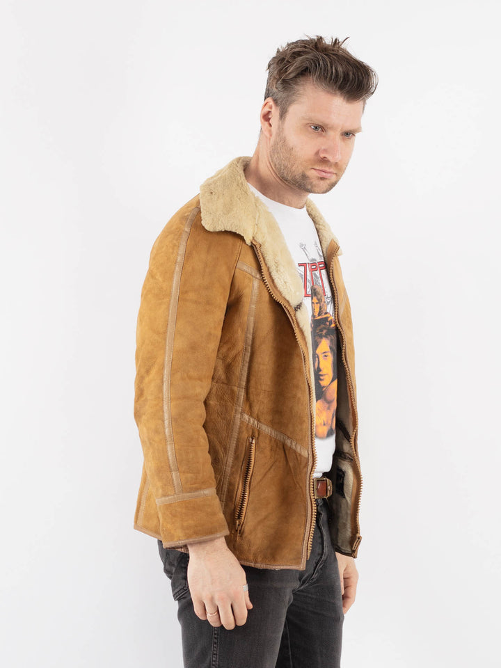 Vintage 70's Men Sheepskin Jacket in BrownZ778