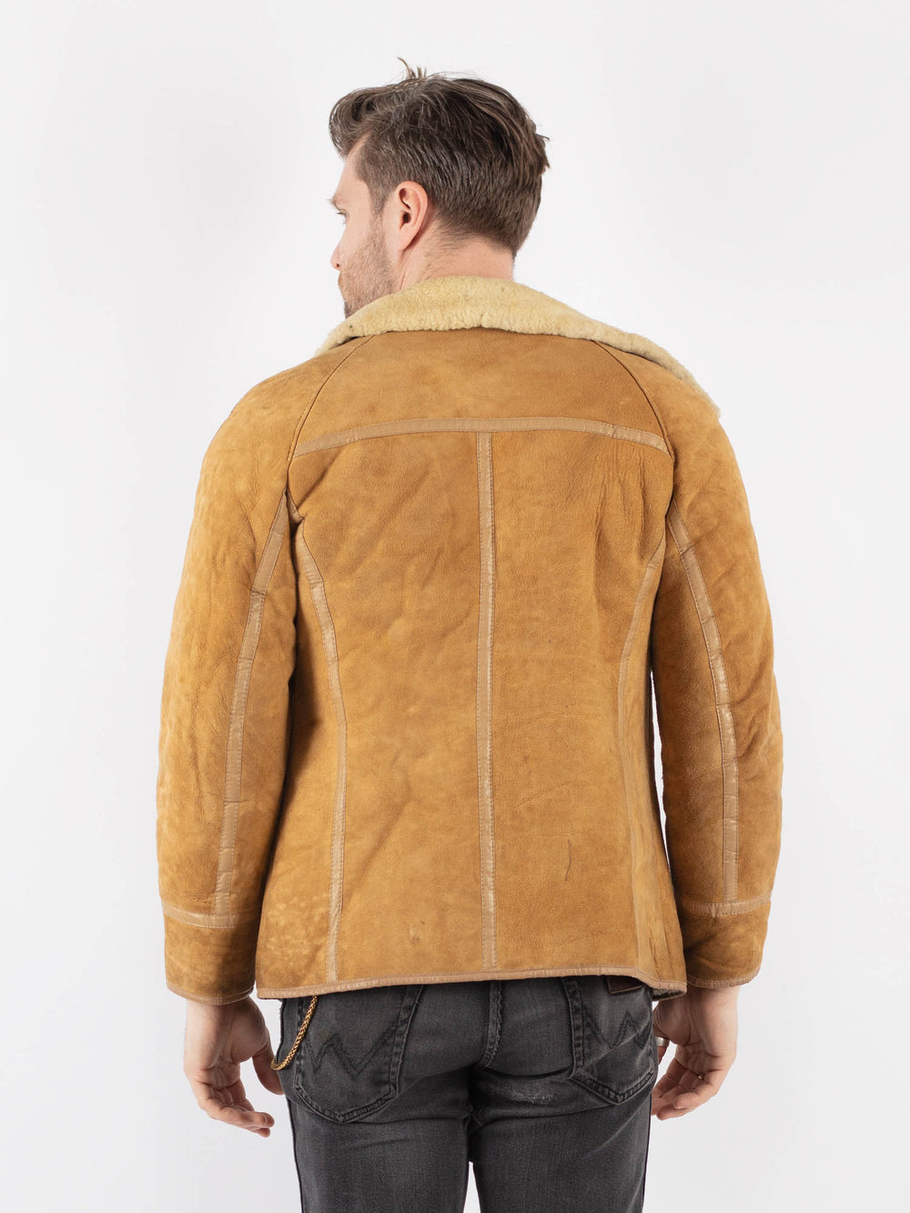 Vintage 70's Men Sheepskin Jacket in BrownZ778