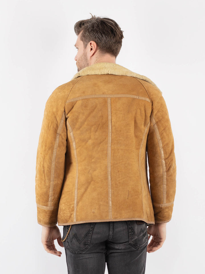 Vintage 70's Men Sheepskin Jacket in BrownZ778