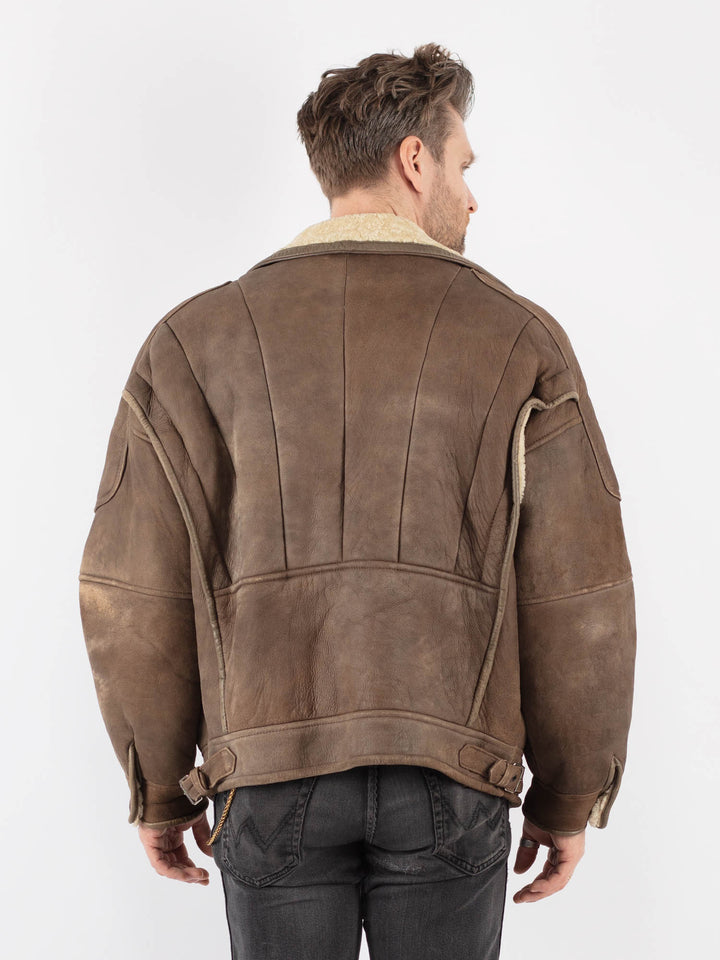 Vintage 70's Men Sheepskin Jacket in Brown - NorthernGrip
