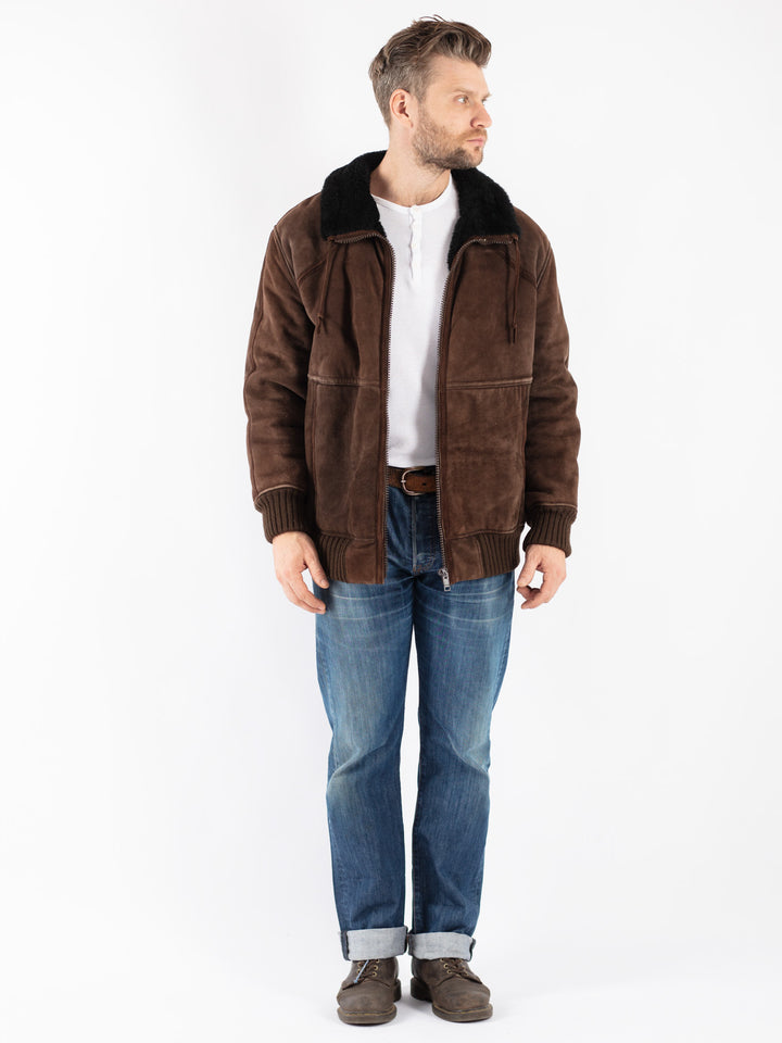 Vintage 70's Men Sheepskin Jacket in Brown