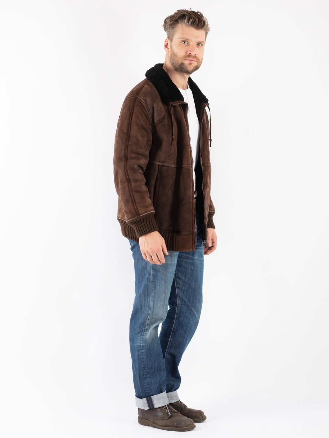 Vintage 70's Men Sheepskin Jacket in Brown