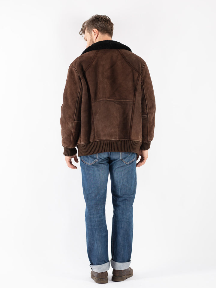 Vintage 70's Men Sheepskin Jacket in Brown