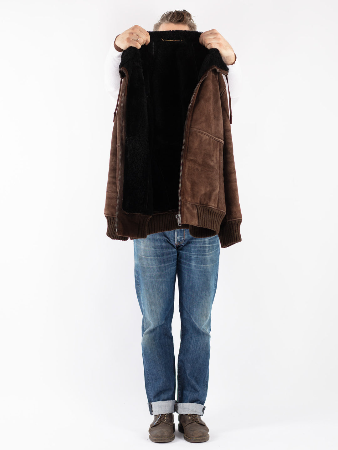 Vintage 70's Men Sheepskin Jacket in Brown
