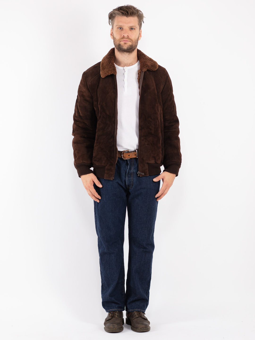 Vintage 70's Men Sheepskin Jacket in Brown