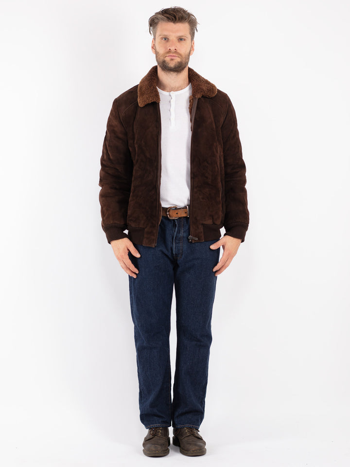 Vintage 70's Men Sheepskin Jacket in Brown