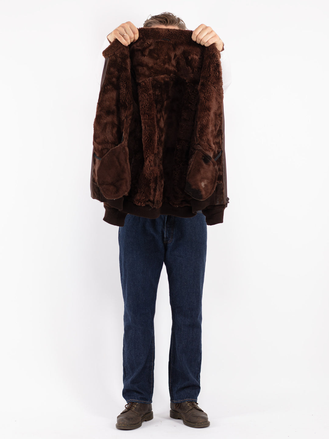 Vintage 70's Men Sheepskin Jacket in Brown