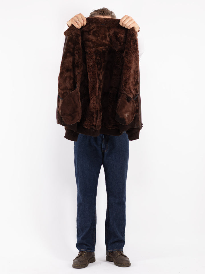 Vintage 70's Men Sheepskin Jacket in Brown