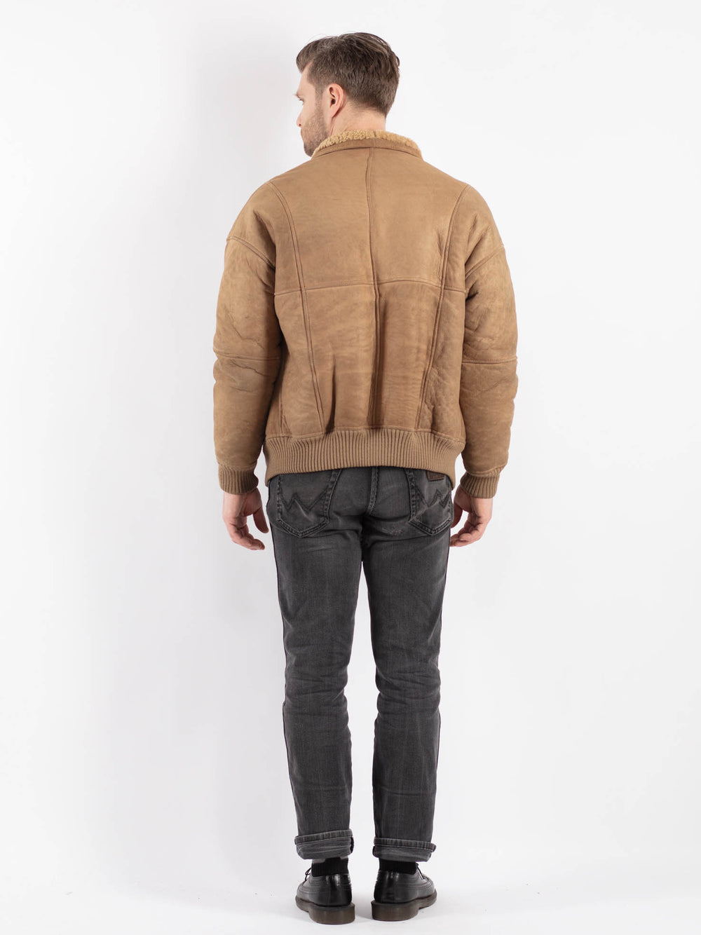 Vintage 70's Men Sheepskin Jacket in Beige