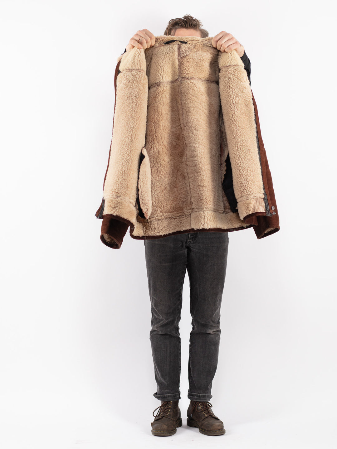 Vintage 70's Men Sheepskin Jacket in Brown
