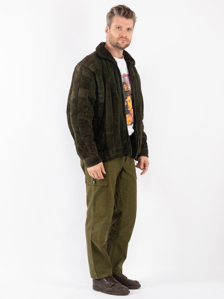 Vintage 70's Men Sheepskin Jacket in Green