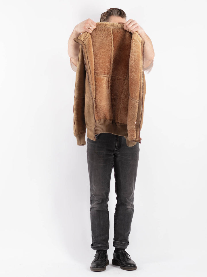 Vintage 70's Men Sheepskin Jacket in Beige