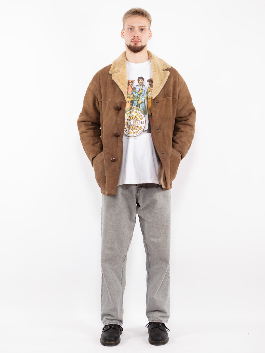 Vintage 70's Men Sheepskin Jacket in BrownZ2485