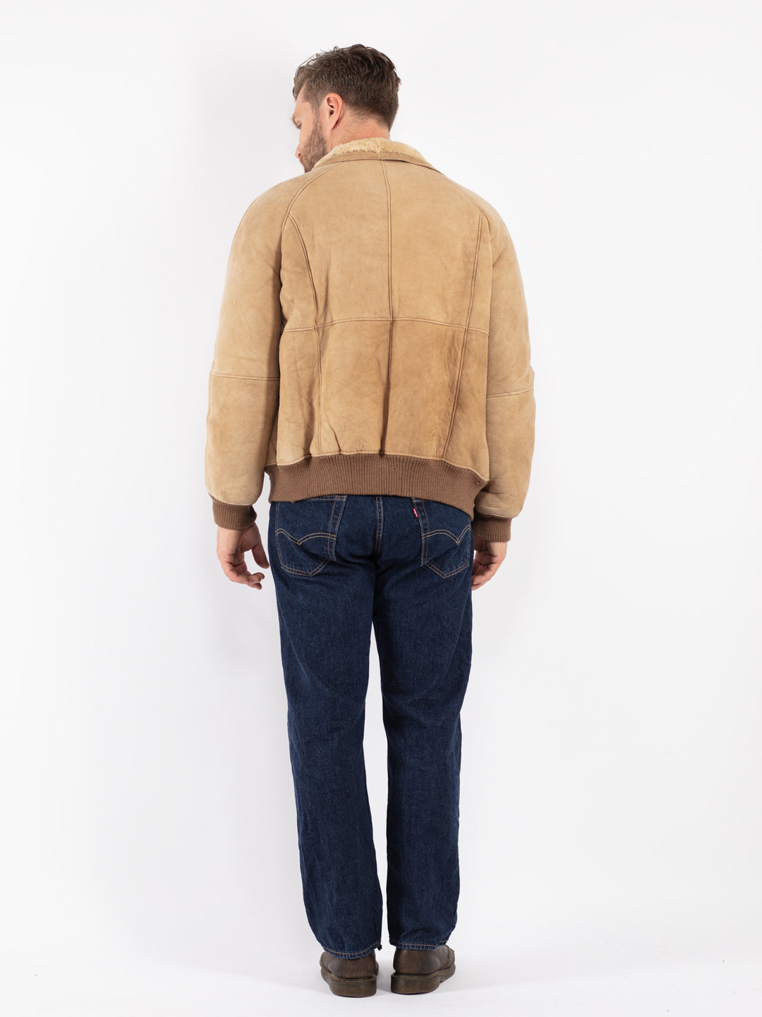 Vintage 70's Men Sheepskin Jacket in Beige