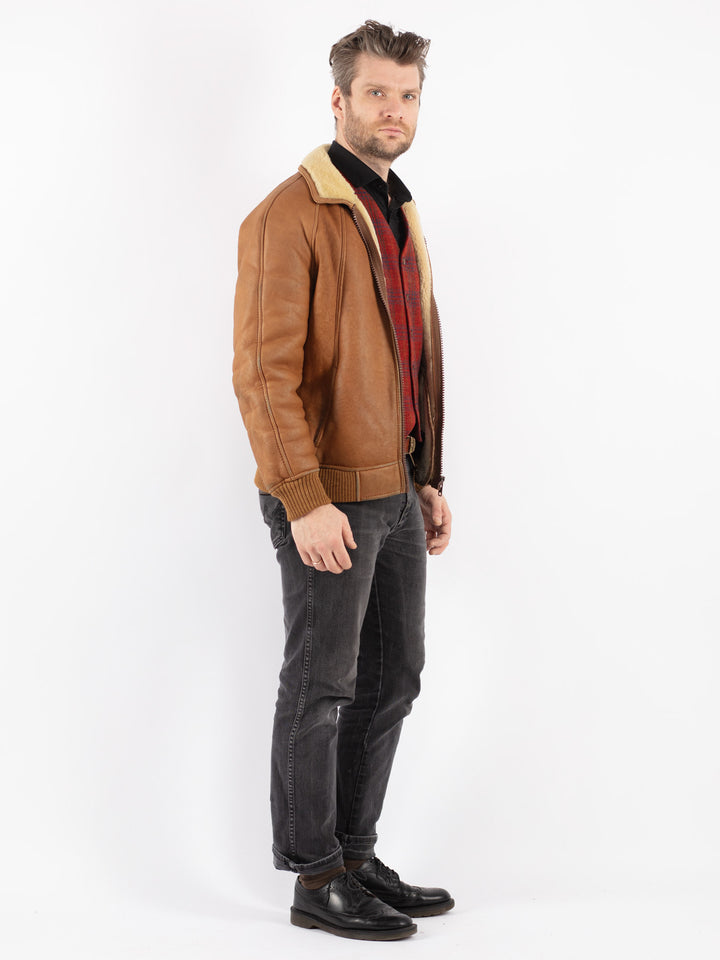 Vintage 70's Men Sheepskin Jacket in BrownZ199