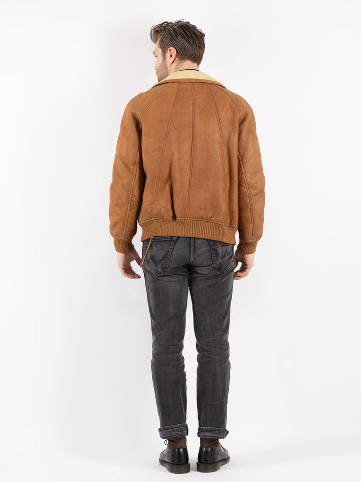 Vintage 70's Men Sheepskin Jacket in BrownZ199