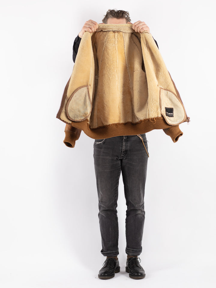 Vintage 70's Men Sheepskin Jacket in BrownZ199