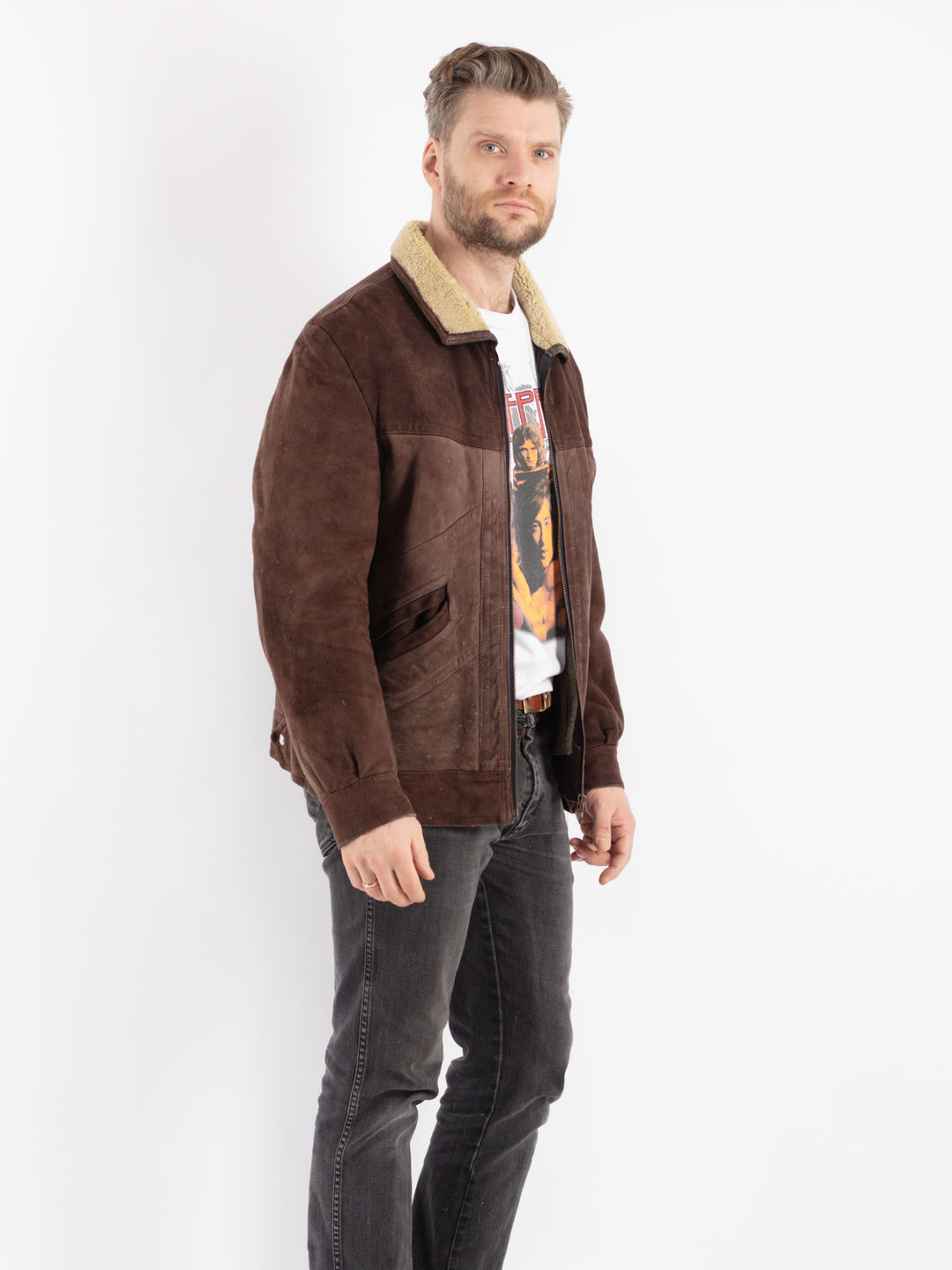 Vintage 70's Men Sheepskin Jacket in Brown