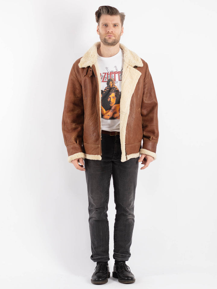 Vintage 70's Men Sheepskin Jacket in Brown