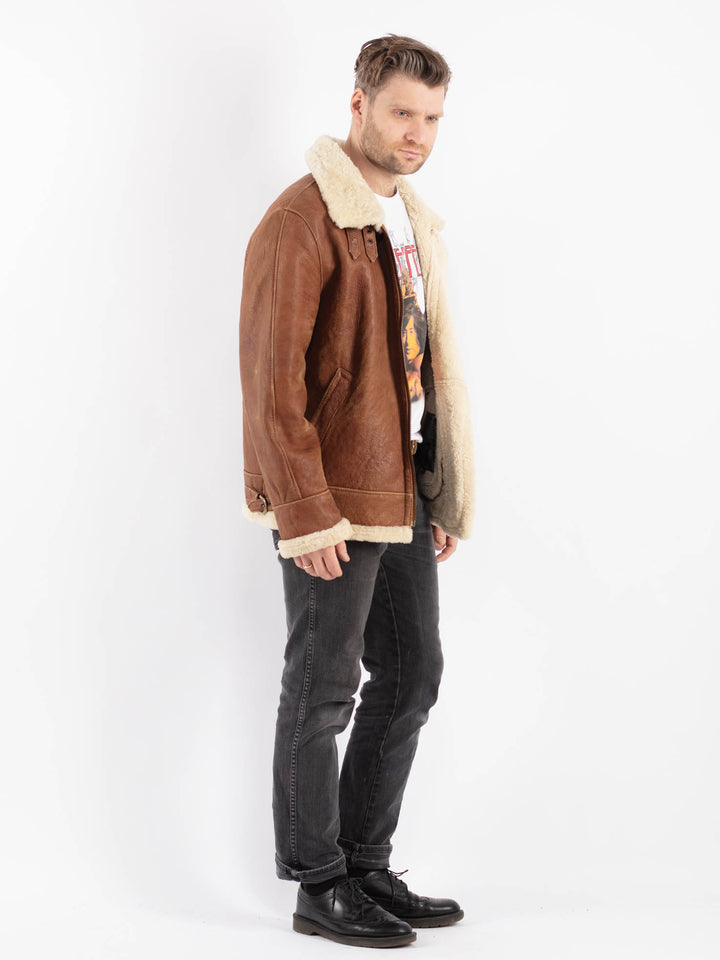 Vintage 70's Men Sheepskin Jacket in Brown