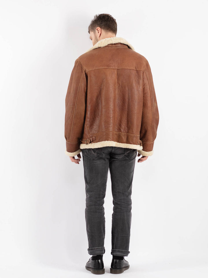 Vintage 70's Men Sheepskin Jacket in Brown