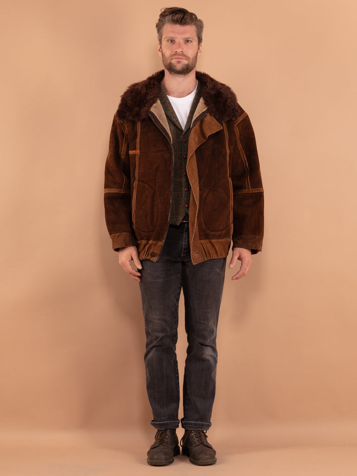 Vintage 70's Men Sheepskin Jacket in Brown