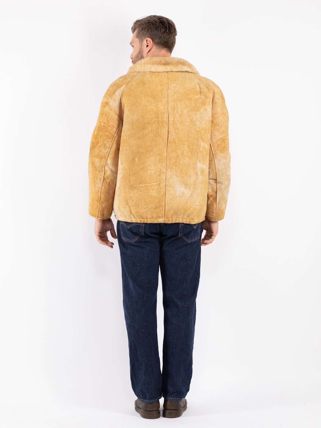 Vintage 70's Men Sheepskin Jacket in Beige
