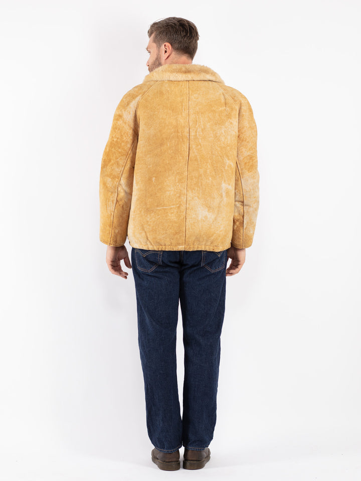 Vintage 70's Men Sheepskin Jacket in Beige