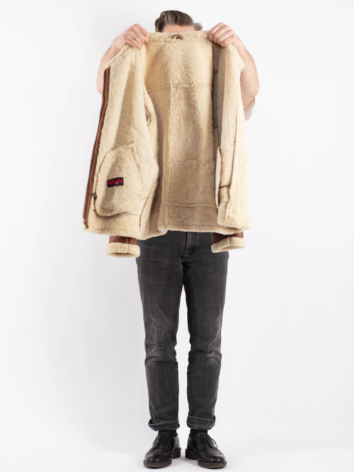 Vintage 70's Men Sheepskin Jacket in Brown