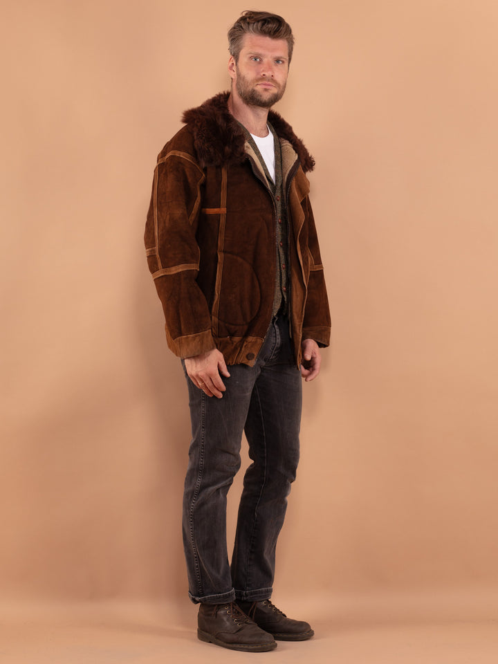 Vintage 70's Men Sheepskin Jacket in Brown