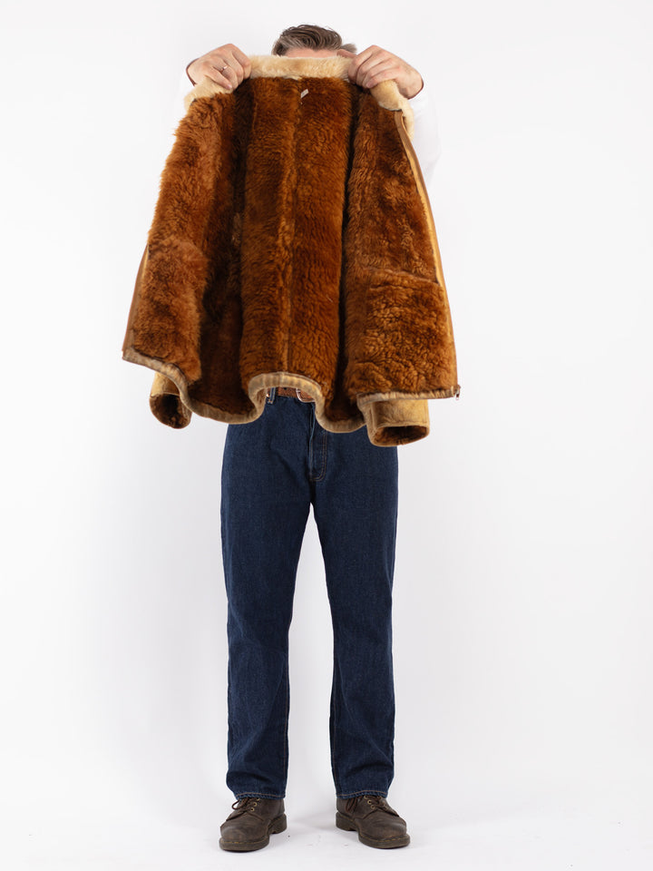 Vintage 70's Men Sheepskin Jacket in Beige