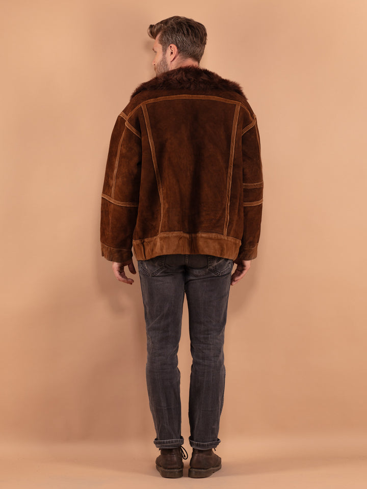 Vintage 70's Men Sheepskin Jacket in Brown