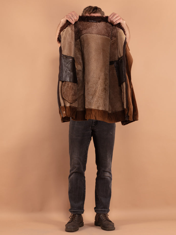 Vintage 70's Men Sheepskin Jacket in Brown