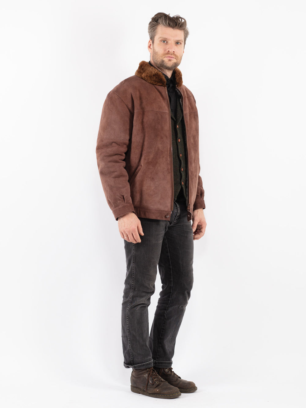 Vintage 70's Men Sheepskin Jacket in Brown