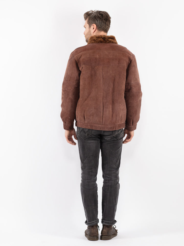 Vintage 70's Men Sheepskin Jacket in Brown