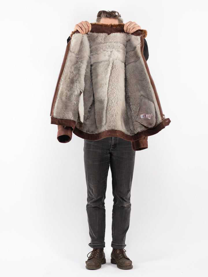 Vintage 70's Men Sheepskin Jacket in Brown