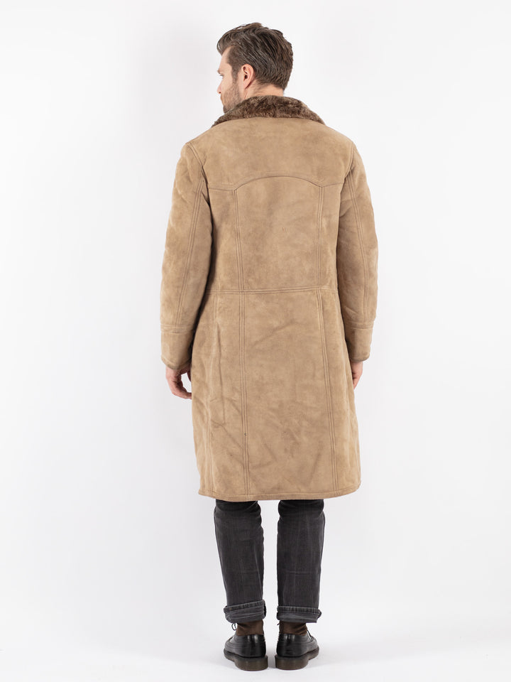 Vintage 70's Men Sheepskin Coat in Beige