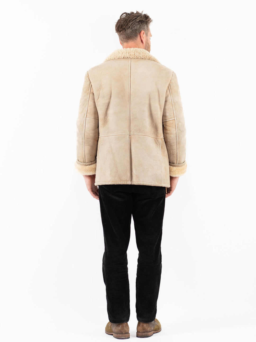 Vintage 80's Men Sheepskin Jacket in BeigeZ1873
