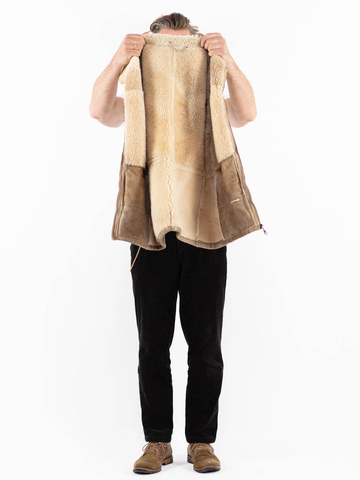 Vintage 80's Men Sheepskin Jacket in BeigeZ1873