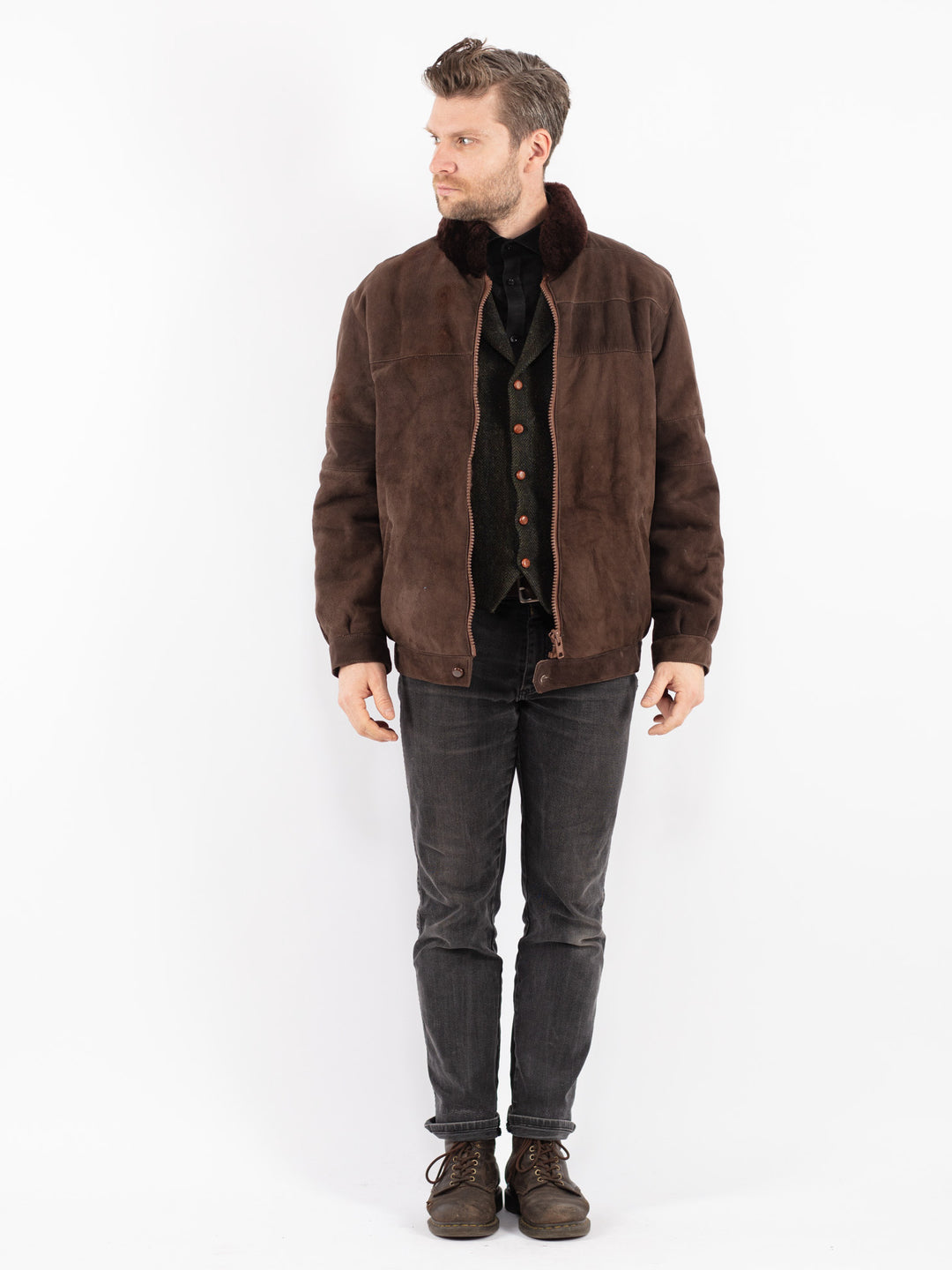 Vintage 70's Men Sheepskin Jacket in Brown