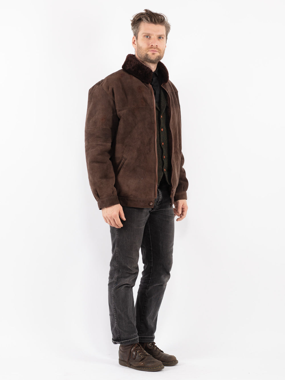 Vintage 70's Men Sheepskin Jacket in Brown