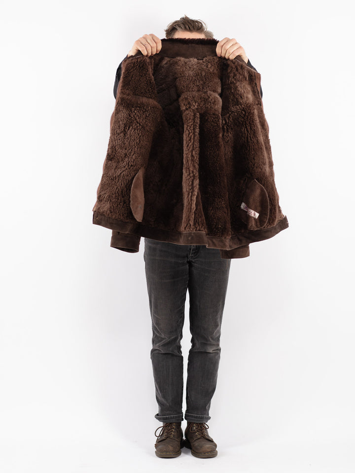 Vintage 70's Men Sheepskin Jacket in Brown