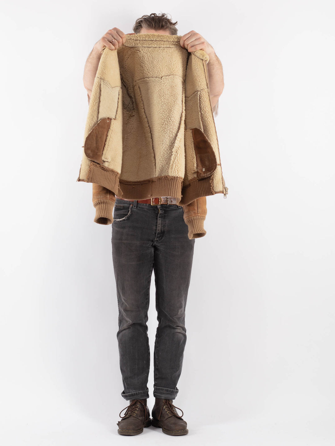 Vintage 70's Men Sheepskin Jacket in BrownZ548