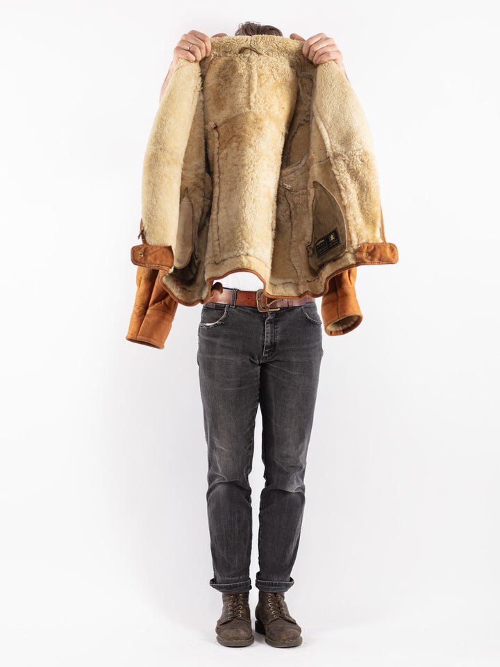 Vintage 70's Men Sheepskin Jacket in Brown