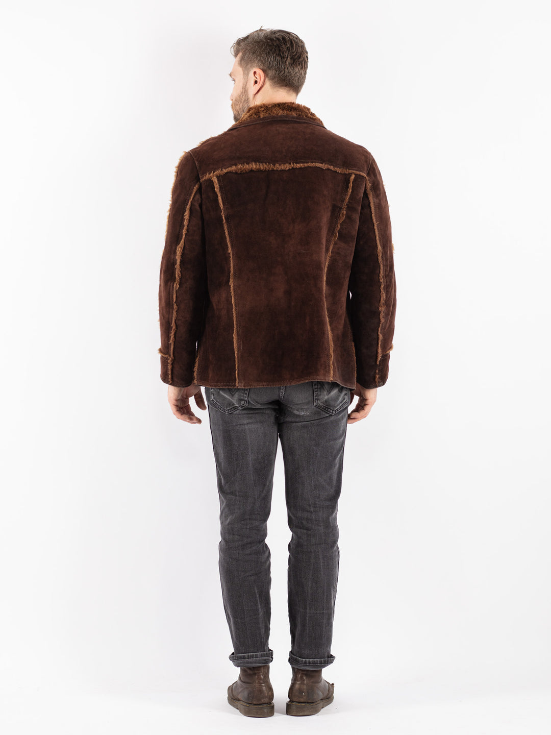 Vintage 70's Men Sheepskin Jacket in Brown