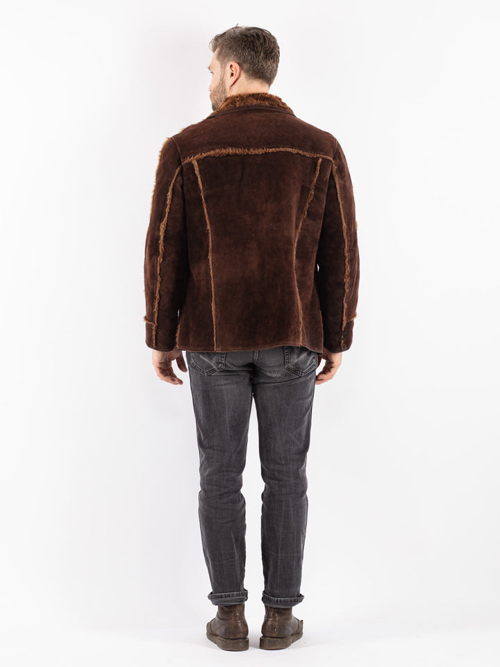 Vintage 70's Men Sheepskin Jacket in Brown