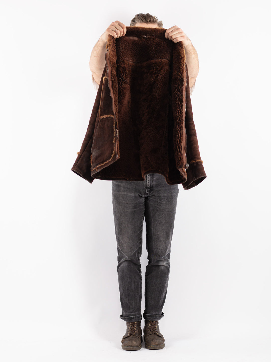 Vintage 70's Men Sheepskin Jacket in Brown