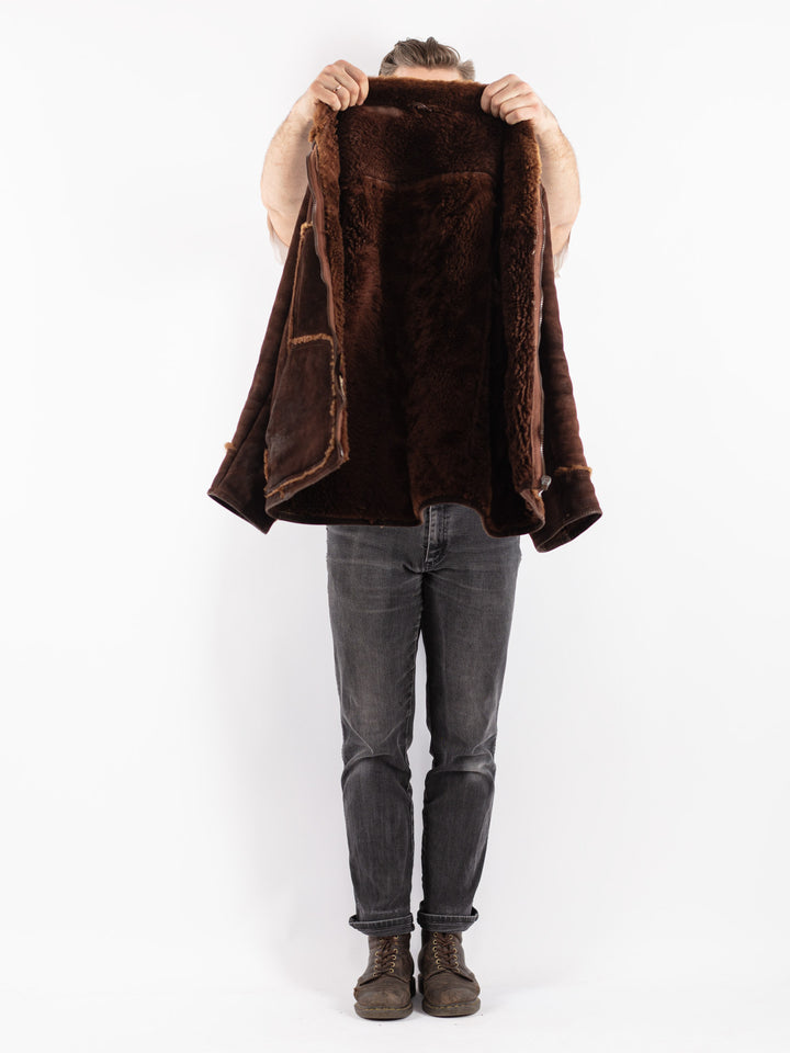 Vintage 70's Men Sheepskin Jacket in Brown